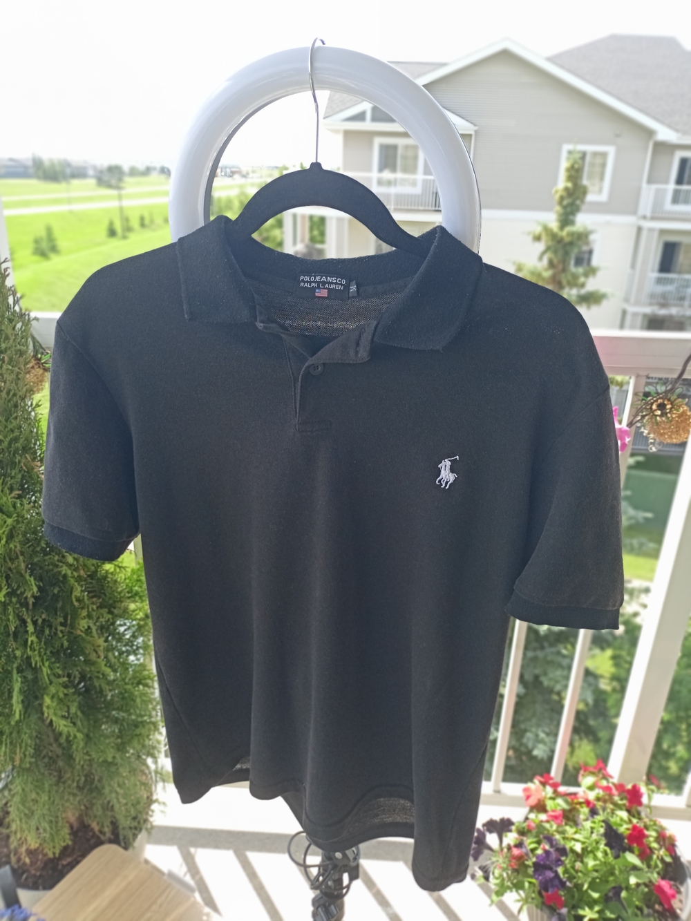 Ralph Lauren Black Polo with White Pony Logo